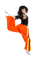 Image showing Young happy woman jumping