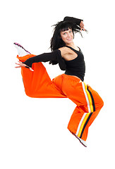 Image showing Exited woman in jump