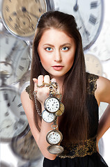 Image showing Woman with pocket watches