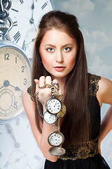 Image showing Woman with clock