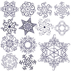 Image showing Collection  new snowflakes