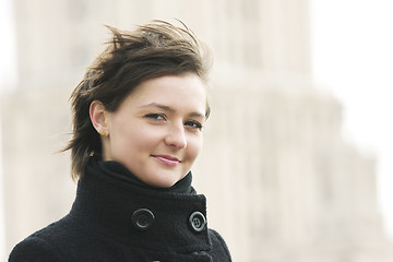 Image showing Woman in windy day