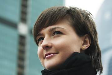 Image showing Woman in city closeup