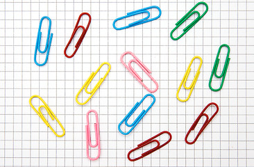 Image showing Paper clips on notepad page