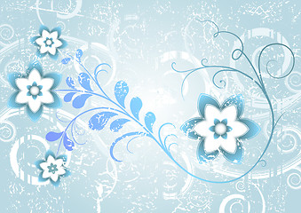 Image showing Grunge blue floral frame