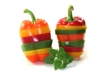 Image showing Layers of colorful peppers