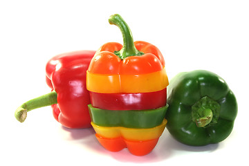 Image showing Layers of colorful peppers