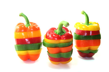 Image showing Layers of colorful peppers