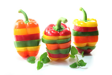 Image showing Layers of colorful peppers