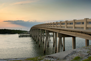 Image showing bridge arching over bay