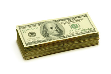 Image showing Stack of one hundred dollar bills