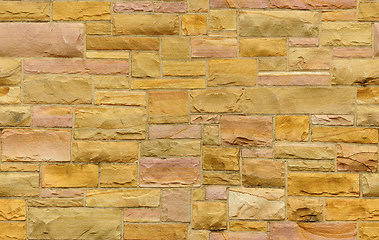 Image showing Seamless gold and pink masonry background