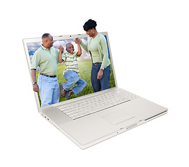 Image showing Happy African American Family in Laptop