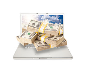 Image showing Laptop with Stacks of Money Coming From Screen