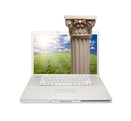 Image showing Silver Computer Laptop Isolated with Column