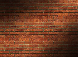 Image showing Red Brick Wall Lit Diagonally