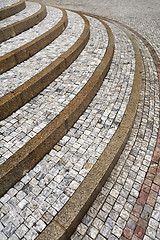 Image showing Old curved stone steps – cobblestones