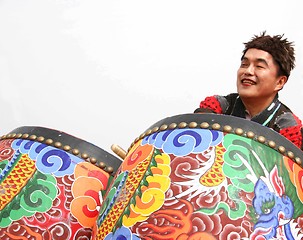 Image showing Korean drummer at a festival