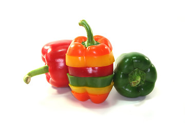 Image showing Layers of colorful peppers