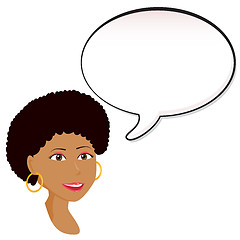 Image showing Black Woman announcement with speech bubble.