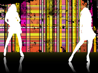 Image showing Sexy girls silhouettes in front of striped