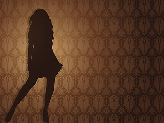 Image showing Sexy girl against damask background.