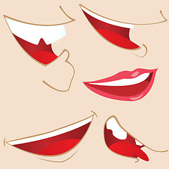 Image showing Set of 5 cartoon mouths. 