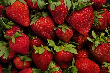 Image showing Pile of red strawberries