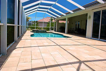 Image showing wide angle view of screend in pool