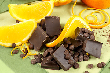 Image showing Chocolate Pieces And Orange