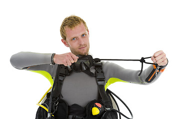 Image showing diver teaching how to make a knot