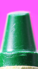Image showing Extreme macro of green crayon