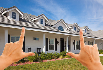 Image showing Female Hands Framing Beautiful House