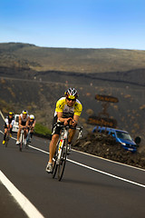 Image showing Group of cyclists in ironman 