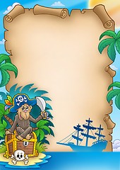 Image showing Pirate parchment with monkey