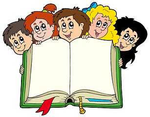 Image showing Various kids holding book