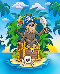 Image showing Pirate monkey on treasure island