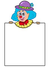 Image showing Clown holding blank board