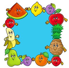 Image showing Frame with various cartoon fruits