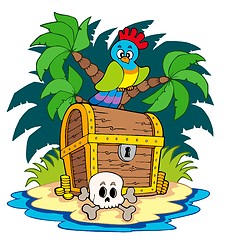 Image showing Pirate island with treasure chest