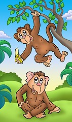 Image showing Two cartoon monkeys