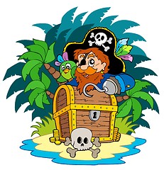 Image showing Small island and pirate with hook