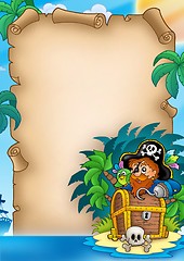 Image showing Parchment with pirate on island