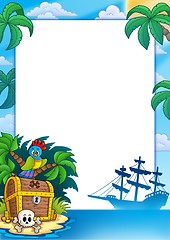 Image showing Pirate frame with treasure island