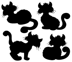 Image showing Cartoon cat silhouette collection