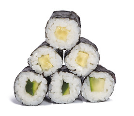 Image showing Cucumber maki rolls