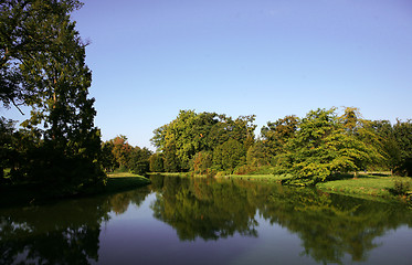 Image showing Lake in park, caste in Zamecke Lednice