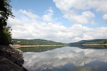 Image showing Landscape with ake with cloudy sky