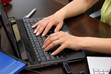 Image showing Hands on keyboard