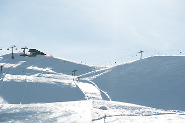 Image showing Ski slope with chairlifts